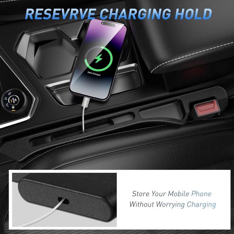DDTPDE Car Seat Gap Filler 2Pack, Inserts Between Seats Console with Organizer Storage Upgraded Phone Holder Car Side Seat Gap Fillers Cars Front Seats Fill Plug Car Essentials for Vehicle SUV Truck (Black) | Organizer Storage, Cars Front Seats, Fill Plug, Car Essentials - Image 4